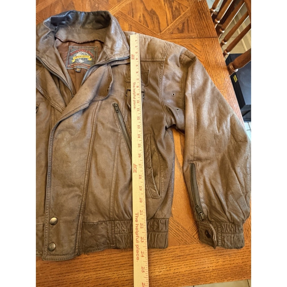 Vintage Wilsons Adventure Bound leather bomber jacket Men L Brown Insulated Zip - Picture 10 of 12